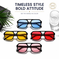 Lunettes de soleil pilote vintage double pont pour femmes et hommes, monture carrée aviation, verres teintés, protection UV400, personnalisables avec logo OEM