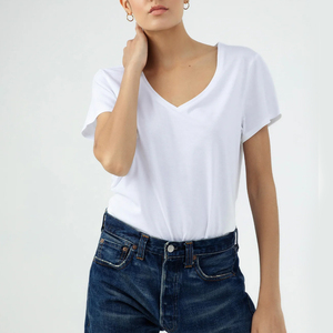 Camiseta Elegante con Cuello Redondo para Mujer, Impresión Personalizada al por Mayor, Ecológica, Informal, de Invierno, 100% Algodón, Decoración Bordada, Personalizada - Product Image 5