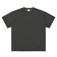 T-shirt Homme Personnalisé Coupe Boxy Vintage Épais Délavé à l'Acide 100% Coton Coupe Slim Court avec Panneaux Cousus Anti-UV Séchage Rapide