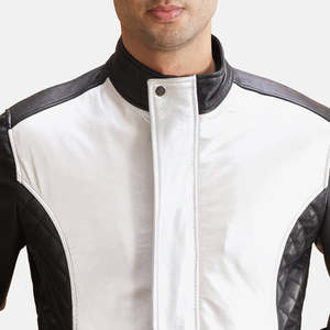 OEM Custom Genuine Leather Men's Casual Bomber <b>Jacket</b> Stand Collar Zipper Closure Windproof Breathable Eco-Friendly Features - Product Image 2