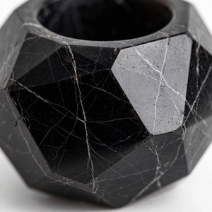 Jarrón de ónix negro facetado con corte de diamante, hecho a mano, geométrico, moderno, escultura de piedra, recipiente, Impex Pakistán, productos principales - Product Image 3