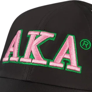 AKA Featherlite <b>Hat</b> Black Adjustable Baseball <b>Cap</b> with Pink & Green Embroidery Lightweight Sorority Fashion <b>Cap</b> - Product Image 6