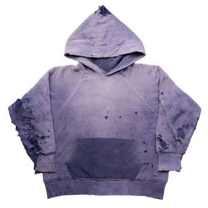 Vintage Acid Wash Distressed Hoodie Oversized Streetwear Heavyweight Ripped Cotton <b>Fleece</b> Men Women Custom Boxy Fit <b>Sweatshirt</b> - Product Image 1
