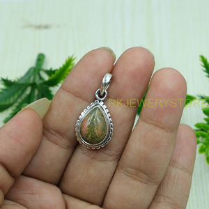 Colgante de Jaspe Unakita Natural, Colgante de Plata de Ley 925, Diseño Hecho a Mano, Joyería de Jaspe, Regalo de Navidad o Cumpleaños para Ella - Product Image 4