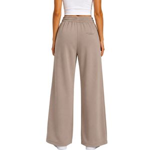 Taupe Wide Leg <b>Sweatpants</b> <b>Women</b> Elastic Waist Loose Fit Cotton Fleece Trousers Oversized Lounge Pants Casual Streetwear Plain - Product Image 2