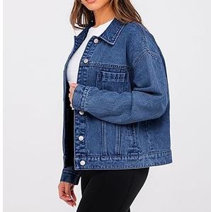 Chaqueta Vaquera Azul para Mujer, Talla Grande, Cierre de Botones, Cálida para Invierno, Transpirable, OEM, Personalizada, Venta al Por Mayor - Product Image 3