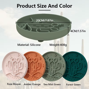 Cactus Silicone Slow Feeder Dog Lick Mat Round Pet Eating Training <b>Bowl</b> Pad Cute Style - Product Image 3
