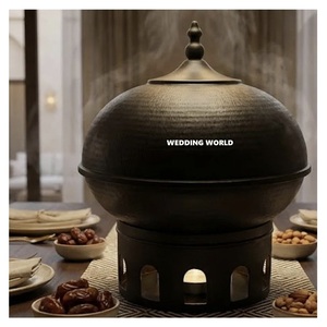 หม้ออุ่นอาหารโลหะเคลือบสีดำด้าน สำหรับบุฟเฟ่ต์ คุณภาพเยี่ยม งานแฮนด์เมด ดีไซน์หรูหรา หม้อไฟฟ้าโลหะรุ่นใหม่ - Product Image 1