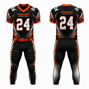 Ensemble uniforme de football américain TANVEX International pour homme – Maillot sublimé à col en V et manches courtes, pantalon régulier anti-humidité - Product Image 3
