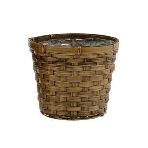 Pot de fleurs rond en bambou brun traditionnel vietnamien, économique, avec doublure en plastique, écologique et durable pour l'utilisation en jardin - Product Image 1