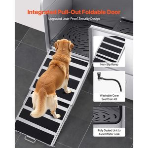 50-Inch Stainless Steel <b>Dog</b> Grooming Tub with Ramp Faucet Showerhead Soap Holder Convenient Pet Cleaning & <b>Bathing</b> Station - Product Image 3