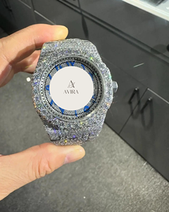 Montre de luxe de haute qualité, blanche et bleue, sertie de diamants, mouvement à quartz de précision, pour homme, décontractée, pour les clubs et les sorties nocturnes - Product Image 6