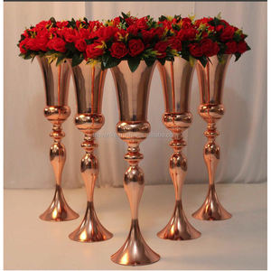 Florero de metal antiguo de cobre Estilo Vintage para decoraciones de piso de hogar y boda Jarrones de metal Centros de mesa - Product Image 6