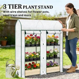 Mini serre portable blanche pour jardin, pour usage domestique - Product Image 2