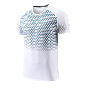 Camiseta de Tenis para Hombre, Manga Corta, Cuello Redondo, Patrón Geométrico Sublimado, Poliéster que Absorbe la Humedad, Corte Ajustado, Ropa de Verano - Product Image 1