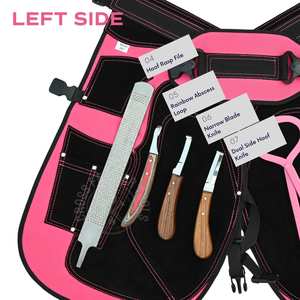 Kit d'outils professionnels pour fermeur de chevaux avec tablier de sécurité, testeur de sabots, pince à sabots courbée, couteau double face, lame étroite, petite boucle et râpe à sabots - Product Image 5