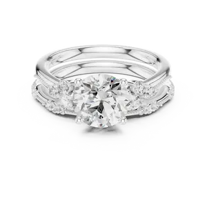 Bague de fiançailles en diamant de laboratoire rond brillant 2 carats, or massif 18 carats, certifiée IGI, ensemble nuptial Milgrain, VVS E-F, bague fine - Product Image 5
