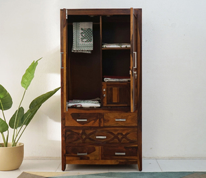 Armario de Madera Maciza de Sheesham de 2 Puertas, Armario Grande para Sala de Estar, Armario Indio de Sheesham para Dormitorio, Armario de Doble Puerta - Product Image 4