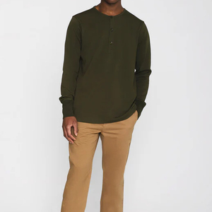T-shirt Henley à manches longues pour homme, de haute qualité, tendance, en vente à prix réduit, pour un usage décontracté - Product Image 3