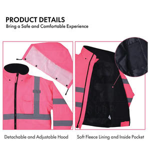 Veste de sécurité haute visibilité, vêtements de travail de sécurité, imperméable avec bandes réfléchissantes pour les travailleurs de sécurité routière, veste pour homme - Product Image 4