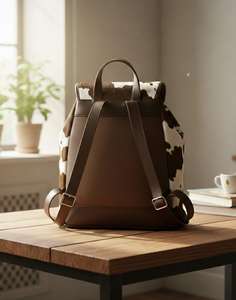 Sac à dos en cuir véritable fait main en cuir de vachette, sac de voyage pour ordinateur portable, sac d'école multifonction 20-35L avec fermeture éclair, unisexe HNBP-0018 - Product Image 2