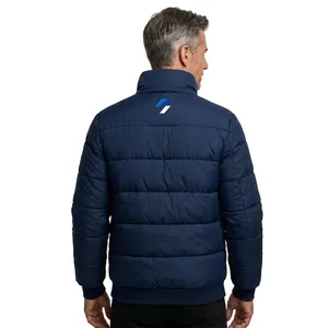Customized Men's Winter Puffer <b>Jacket</b> Stand Collar Zipper Closure Windproof Casual Polyester Material - Product Image 4