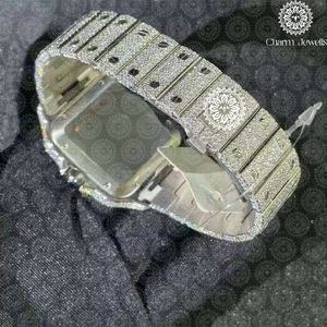 Montre numérique de luxe Charm_Jewells en acier inoxydable, boîtier rectangulaire 42 mm, fermoir pliant lumineux, bracelet tendance pour femme - Product Image 3