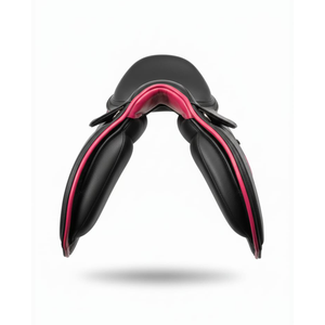 Selle d'équitation anglaise en cuir noir de qualité supérieure avec passepoil rose, selle d'équitation confortable, logo personnalisé - Product Image 3