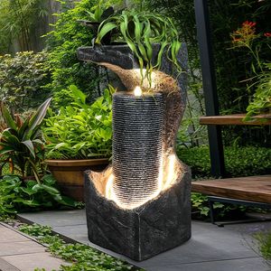 Fontana e Cascata Moderna da Esterno con Illuminazione LED, Altezza 33,4 Pollici - Product Image 2