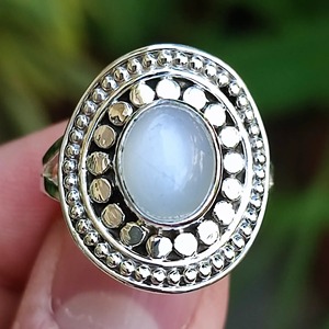 Rainbow Moonstone <b>Ring</b> 925 Sterling <b>Silver</b> Handmade <b>Statement</b> Promise <b>Ring</b> for Women Boho Oval June Birthstone Jewelry - Product Image 5