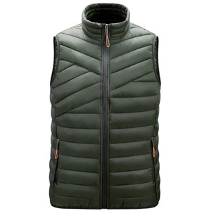 Men's Winter Quilted Puffer Vest Stand Collar Zipper Closure Windproof Casual Outer Wear Solid Color Polyester Wadding - Product Image 5