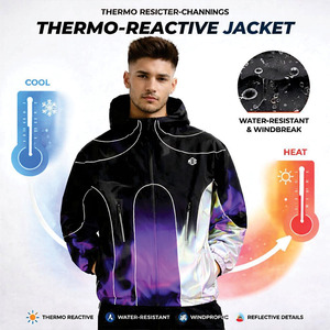 Trendy Color Changing Nylon <b>Jacket</b> Thermochromic Streetwear Heat Reactive <b>Zip</b> <b>Up</b> Windbreaker Waterproof <b>Jacket</b> for men OEM Bulk - Product Image 5