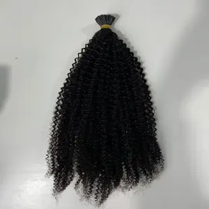 Kératine italien i-tip Hair couleur noire Mini Twist vente en gros cheveux en vrac mot large cheveux humains vietnamien