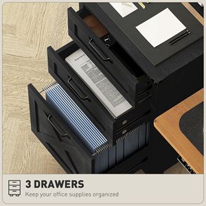 "Distressed Black Rustic Farmhouse 3-Drawer <b>A4</b>/Letter Size Office <b>File</b> Cabinet" - Product Image 5