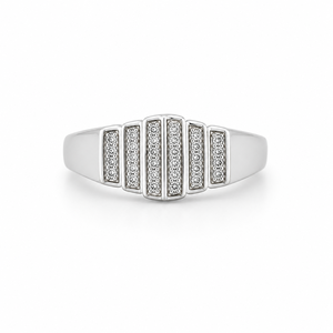 Anillo de Plata de Ley 925 para Hombre con Barras Paralelas y Diamantes, Acabado Pulido, Diseño Geométrico Moderno, para Bodas, Fiestas, Uso Diario, Joyería Fina, Regalo - Product Image 2