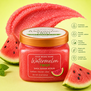 Exfoliante Corporal Natural Hidratante y Exfoliante de Azúcar con Manteca de Karité Sabor Sandía, Marca Privada OEM, Venta al por Mayor a Granel - Product Image 2