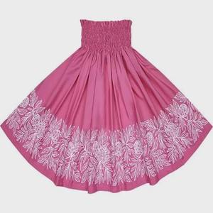 Falda con Estampado Personalizado y Bordado, Estilo Hawaiano, Cintura Elástica, Atuendo Informal para Vacaciones, Corte Cómodo y Relajado, 100% Algodón - Product Image 1