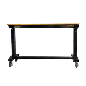 Wholesale CSPS Natural 117cm Manual Lift <b>Table</b> Convertible <b>Adjustable</b> Height Workbench with Casters for Garage Workshop - Product Image 2