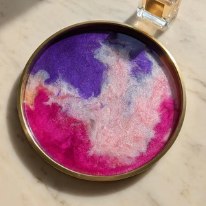 Handmade Resin <b>Tray</b> – Pink Purple Marble <b>Vanity</b> Organizer – Luxury Home Decor - Product Image 1