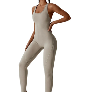 Mono de verano sexy con aberturas para mujer, de una pieza, color liso, ajustado, de elastano y nailon, para fitness, venta al por mayor - Product Image 6