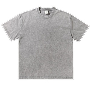 เสื้อยืดโอเวอร์ไซส์แบบยูนิเซ็กซ์ ผ้าคอตตอน 100% ทรงหนา ซักย้อมสีแบบวินเทจ สไตล์แอซิดวอช สำหรับผู้ชายและผู้หญิง ขายส่ง - Product Image 1