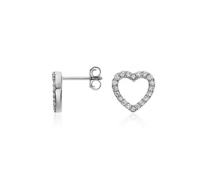 Boucles d'oreilles en or 14 carats avec mini cœur en diamant cultivé en laboratoire pour femmes - Product Image 1