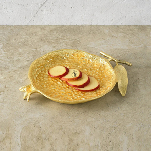 Plato de Servir de Lujo en Forma de Granada Dorada, Bandeja de Metal Texturizado para Decoración de Mesa Festiva y Decoración de Hoteles de Alta Gama - Product Image 1