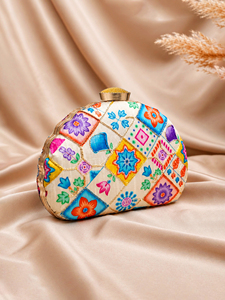 Floral Patchwork Party <b>Clutch</b> Elegant Evening Handbag for Women <b>Wedding</b> and Party Use - Product Image 2