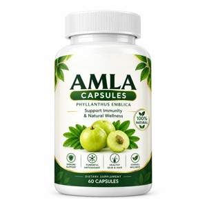 Cápsulas de Amla Pura de Marca Privada 500mg, 60 Unidades, Ricas en Vitamina C y Antioxidantes para Apoyar la Inmunidad, la Energía, el Cabello y la Piel - Product Image 1