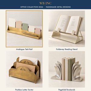 Porte-cartes de bureau en laiton à cinq fentes, rail pour cartes de tâches, support de cartes en métal doré avec repose-stylo - Product Image 3