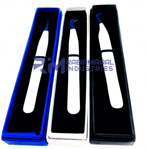 Pinzas para Extensión de Pestañas RMI con Punta de Plasma Blanca a Azul, las Mejores Puntas de Fibra de Acero Inoxidable para Uso en Volumen de Pestañas Postizas y Cejas - Product Image 1