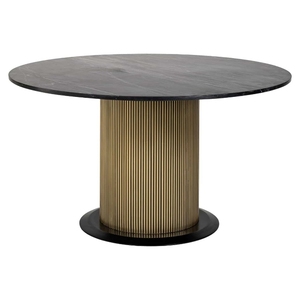Table à manger moderne en bois massif avec plateau en marbre, base en métal doré, écologique, faite à la main, mobilier de maison pour 4 personnes, style ferme, utilisation scolaire - Product Image 1