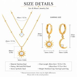 Ensemble de bijoux de luxe avec pierre de lune céleste, collier superposé et boucles d'oreilles pour femme, à porter au quotidien - Product Image 4