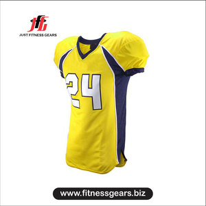 American Football Uniform Men's Sublimated Jersey Pants Moisture Wicking Fitted Set Yellow Navy 24 - Product Image 2